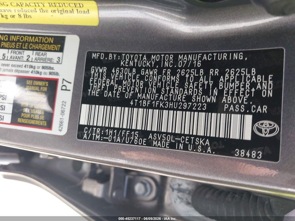 4T1BF1FK3HU297223 2017 TOYOTA CAMRY photo no. 9