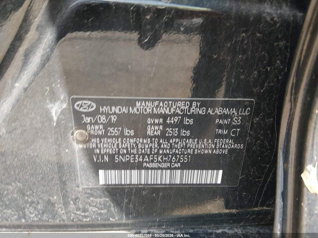 5NPE34AF5KH767551 2019 HYUNDAI SONATA photo no. 9
