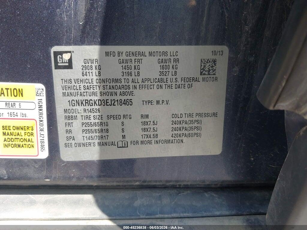 1GNKRGKD3EJ218465 2014 CHEVROLET TRAVERSE photo no. 9
