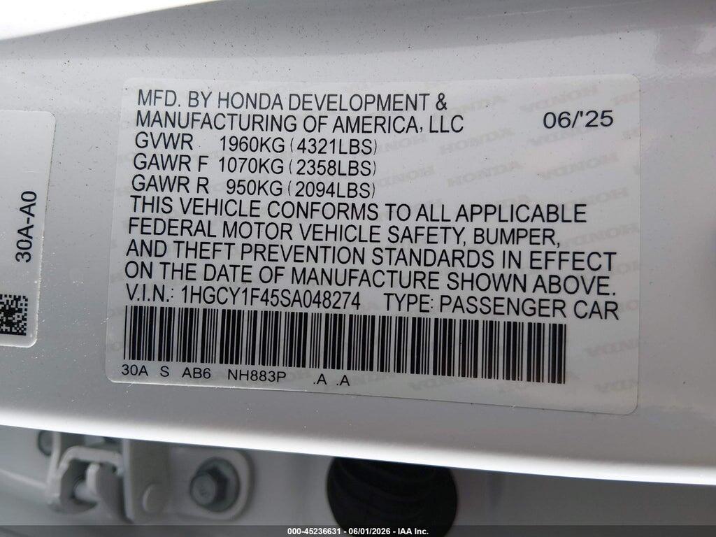 1HGCY1F45SA048274 2025 HONDA ACCORD photo no. 9