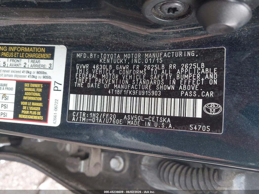 4T1BF1FK9FU915903 2015 TOYOTA CAMRY photo no. 9