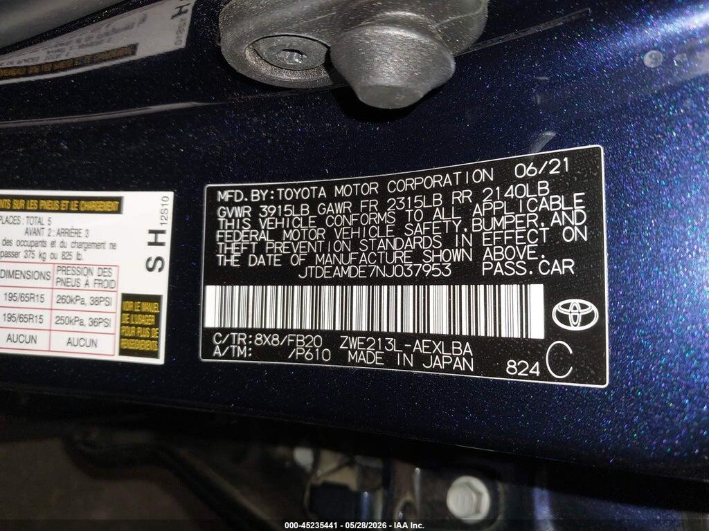 JTDEAMDE7NJ037953 2022 TOYOTA COROLLA photo no. 9