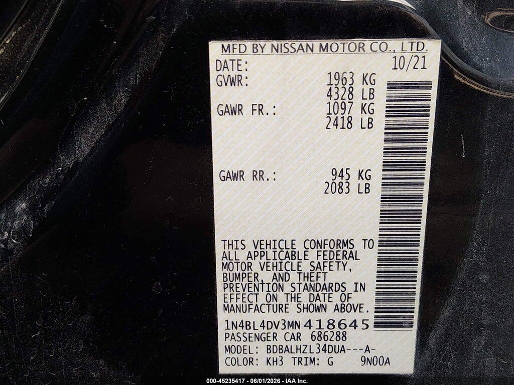1N4BL4DV3MN418645 2021 NISSAN ALTIMA photo no. 9