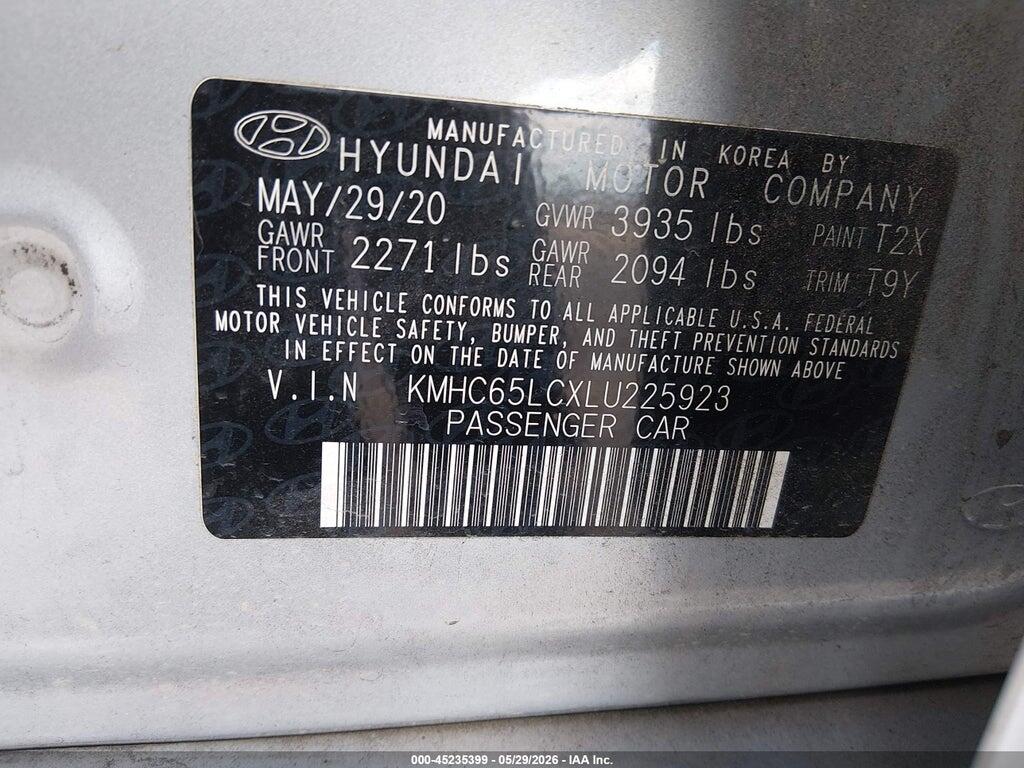 KMHC65LCXLU225923 2020 HYUNDAI IONIQ HYBRID photo no. 9