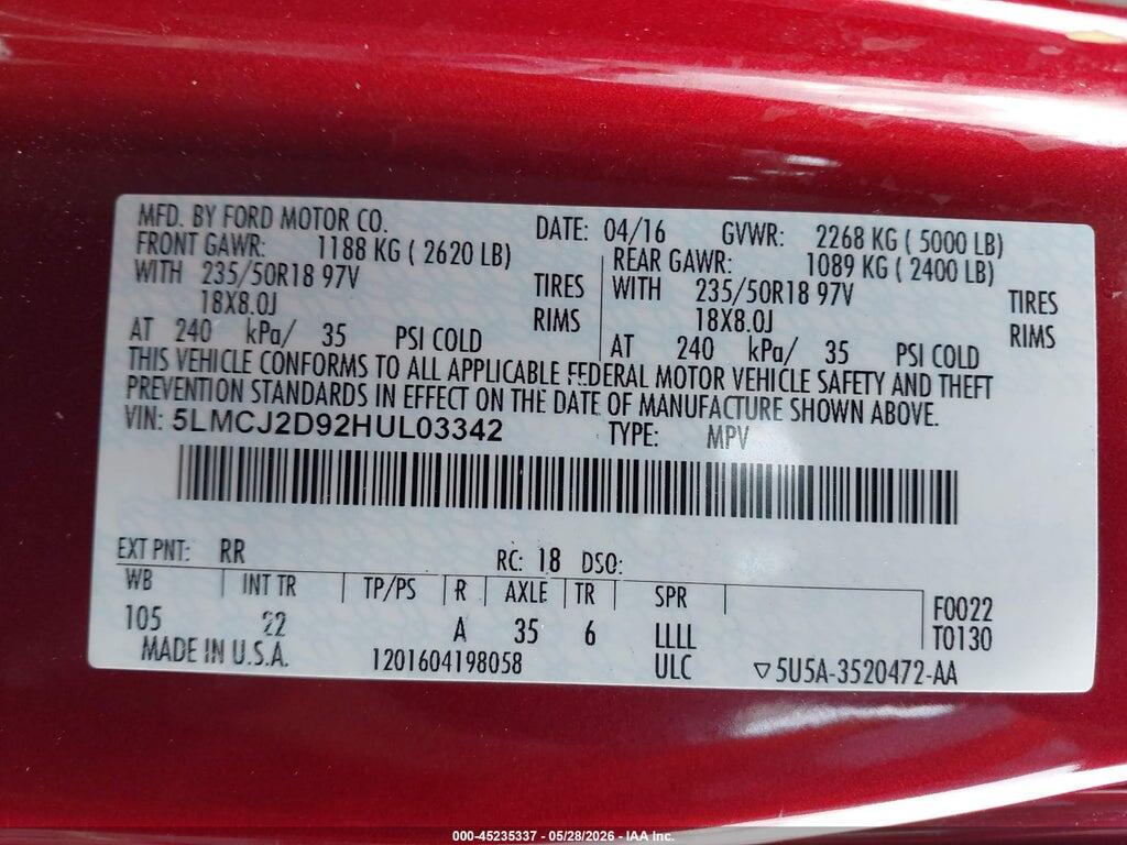5LMCJ2D92HUL03342 2017 LINCOLN MKC photo no. 9