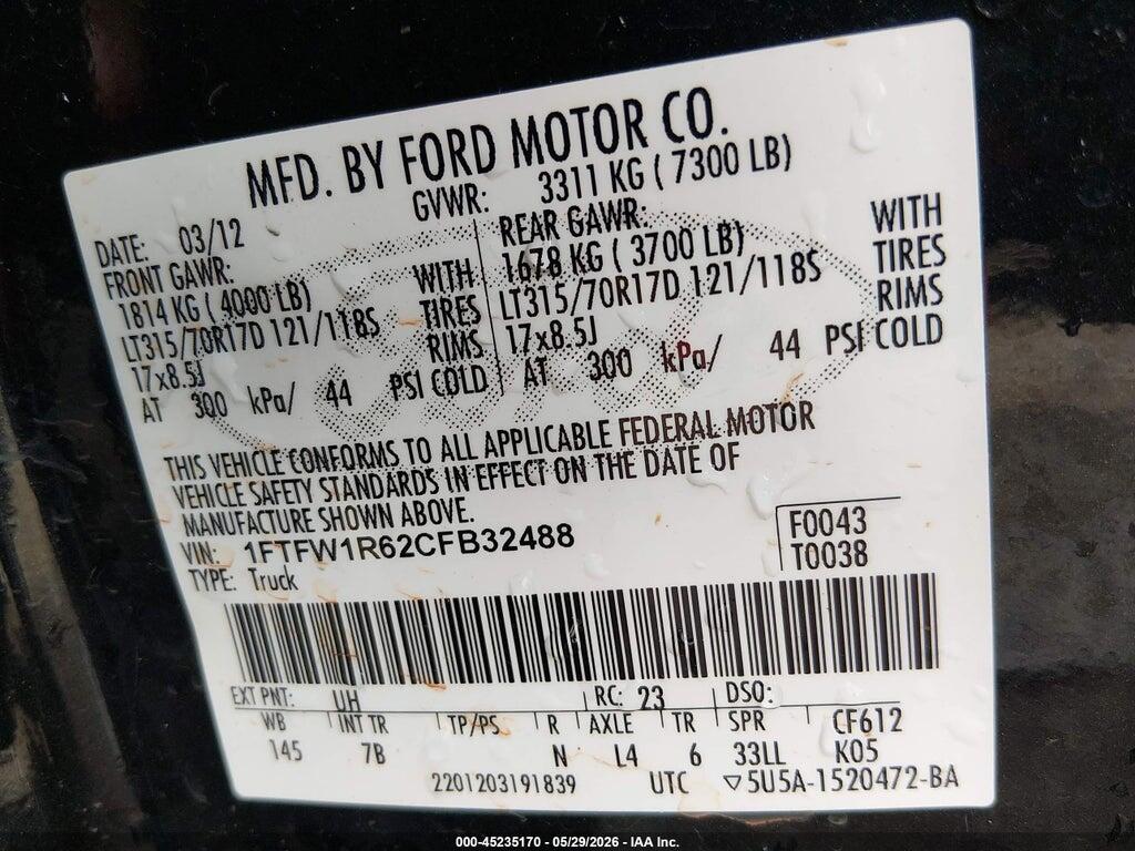 1FTFW1R62CFB32488 2012 FORD F-150 photo no. 9
