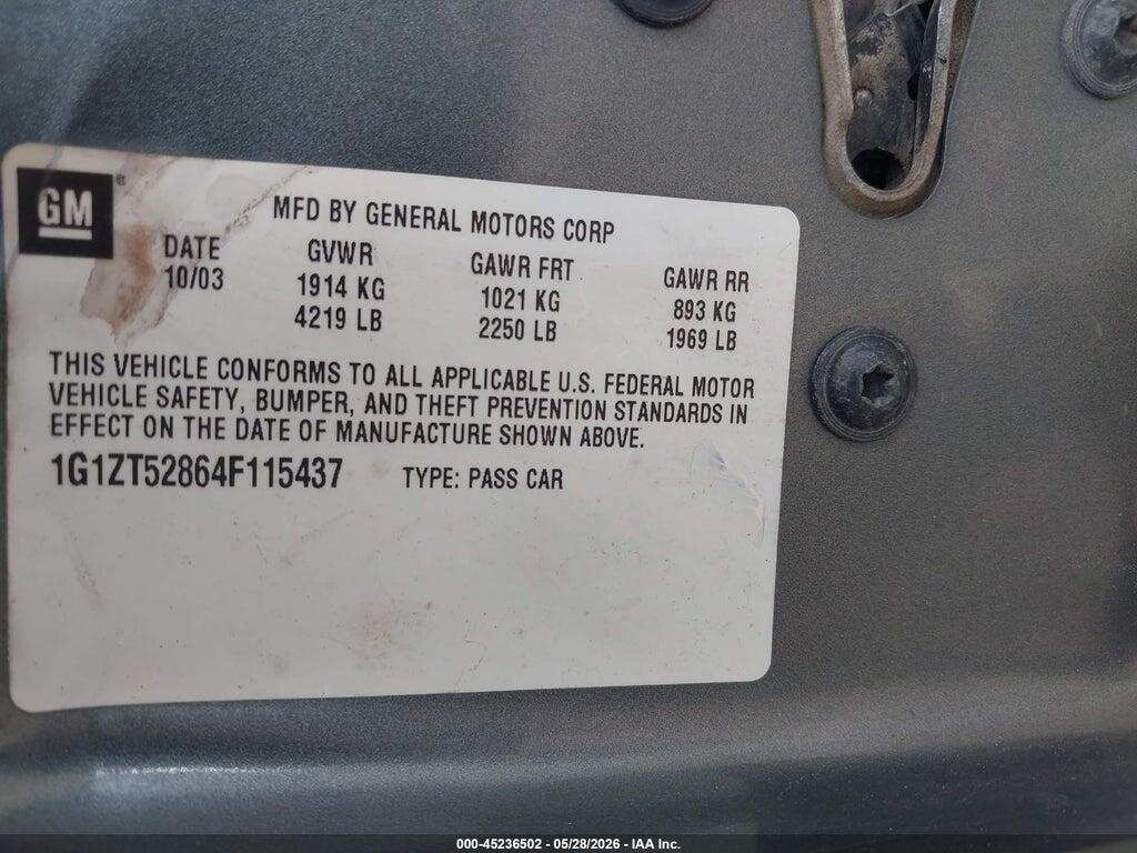 1G1ZT52864F115437 2004 CHEVROLET MALIBU photo no. 9