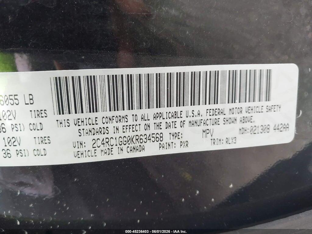 2C4RC1GG0KR634568 2019 CHRYSLER PACIFICA photo no. 9
