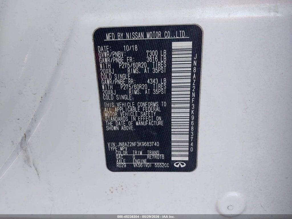 JN8AZ2NF3K9683740 2019 INFINITI QX80 photo no. 9