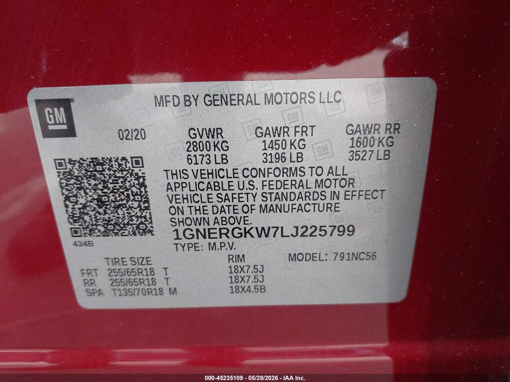 1GNERGKW7LJ225799 2020 CHEVROLET TRAVERSE photo no. 9