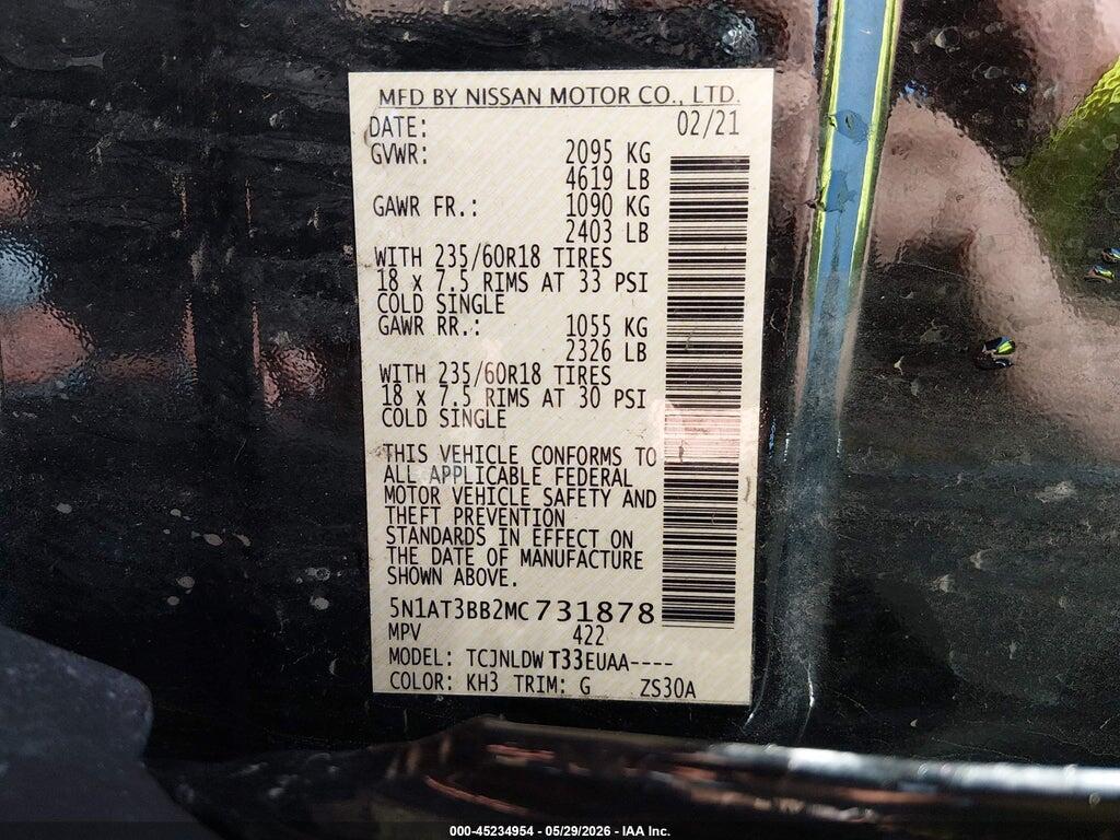5N1AT3BB2MC731878 2021 NISSAN ROGUE photo no. 9