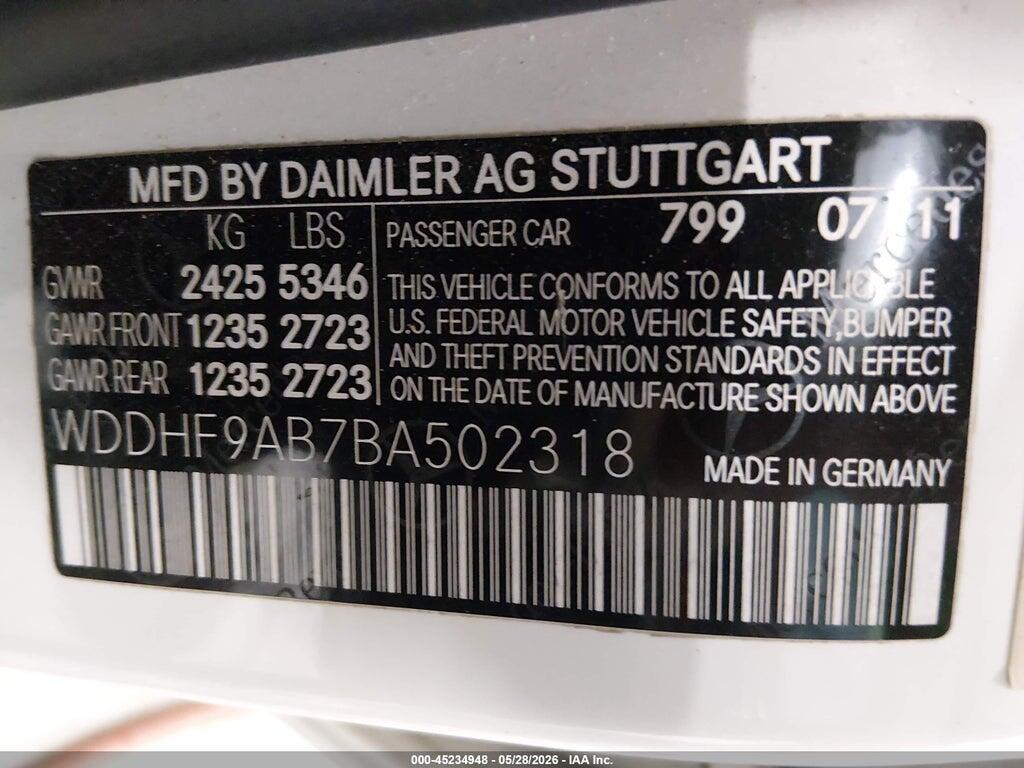 WDDHF9AB7BA502318 2011 MERCEDES-BENZ E 550 photo no. 9