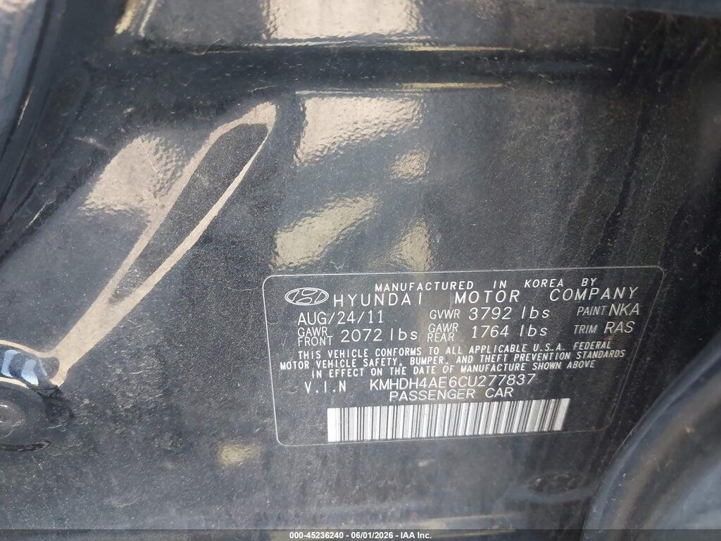 KMHDH4AE6CU277837 2012 HYUNDAI ELANTRA photo no. 9