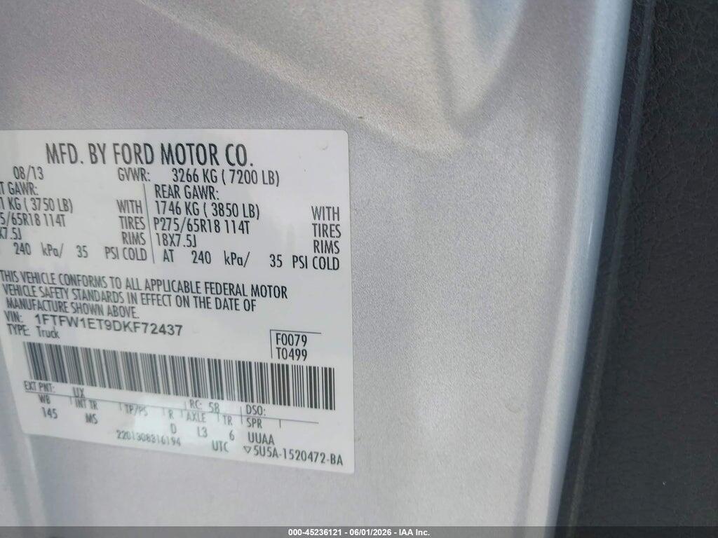 1FTFW1ET9DKF72437 2013 FORD F-150 photo no. 9