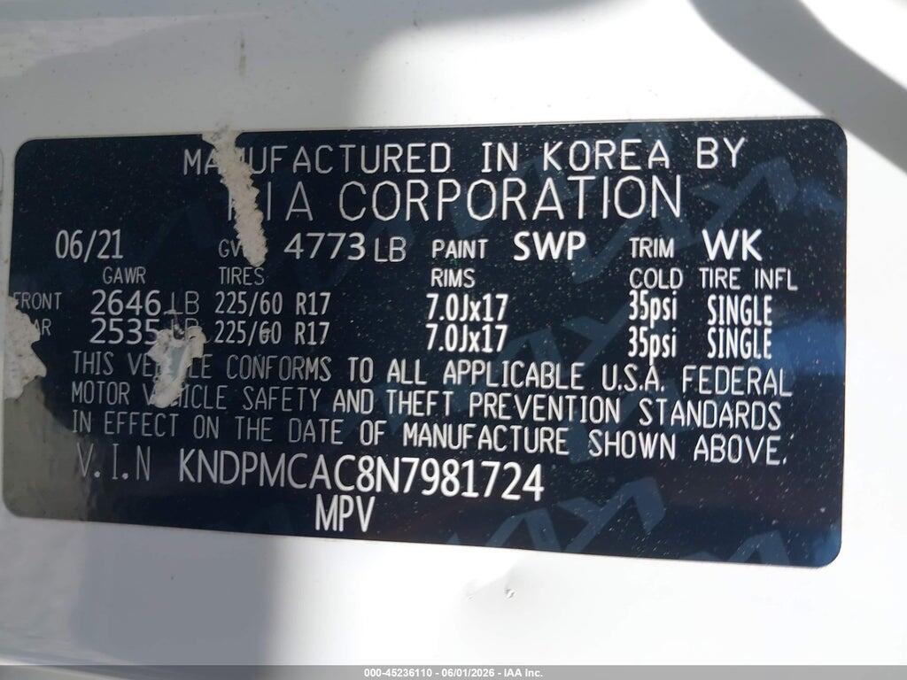 KNDPMCAC8N7981724 2022 KIA SPORTAGE photo no. 9