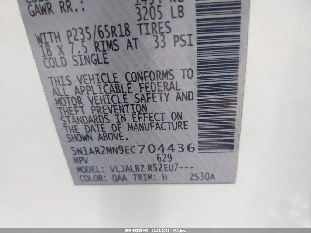 5N1AR2MN9EC704436 2014 NISSAN PATHFINDER photo no. 9