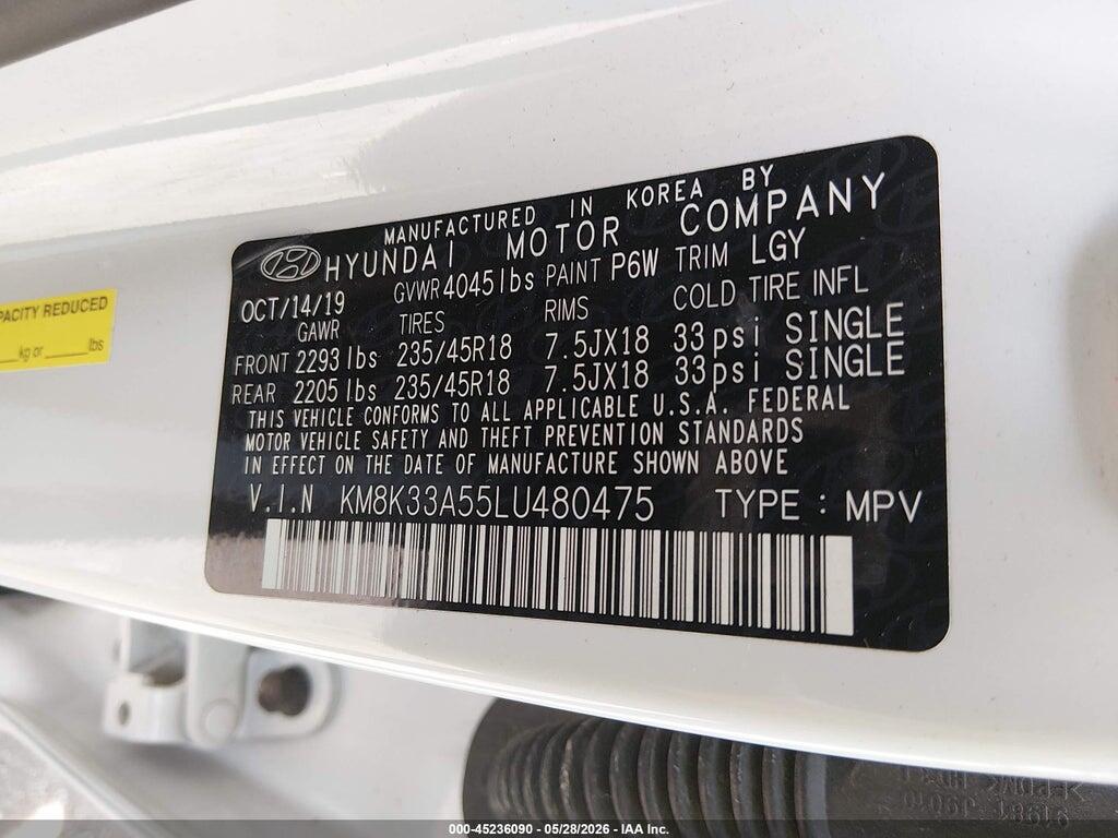 KM8K33A55LU480475 2020 HYUNDAI KONA photo no. 9