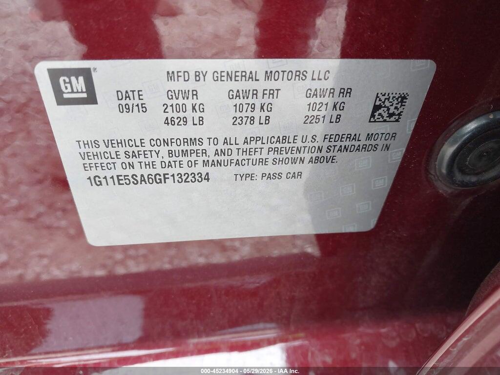 1G11E5SA6GF132334 2016 CHEVROLET MALIBU LIMITED photo no. 9