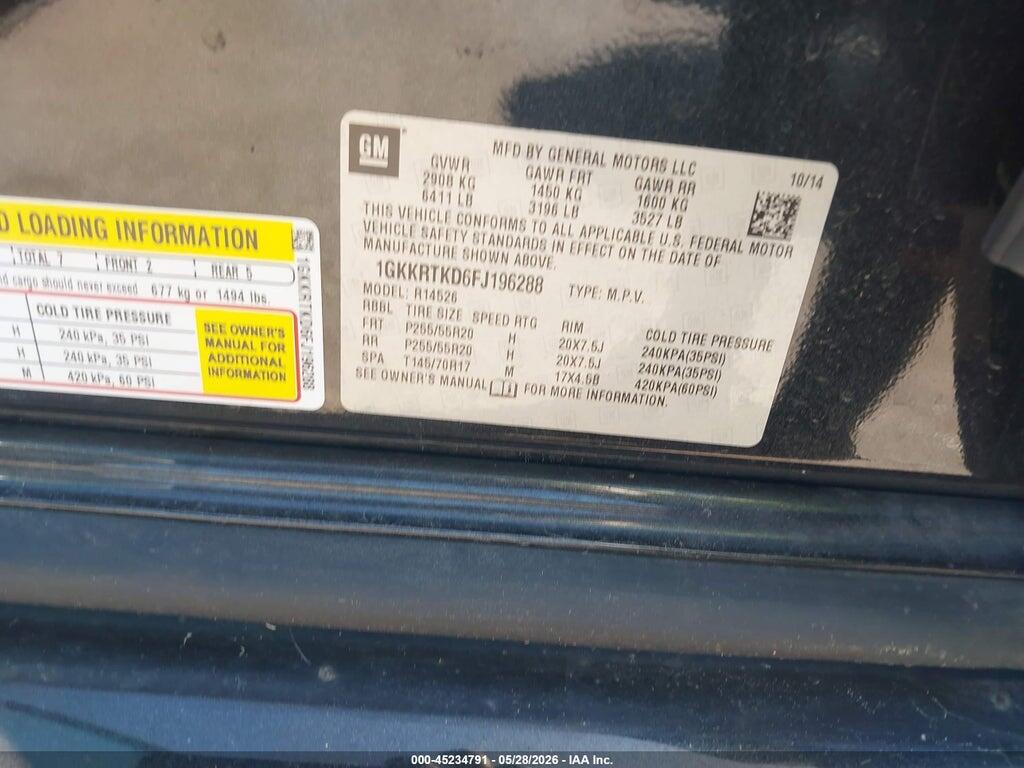 1GKKRTKD6FJ196288 2015 GMC ACADIA photo no. 9