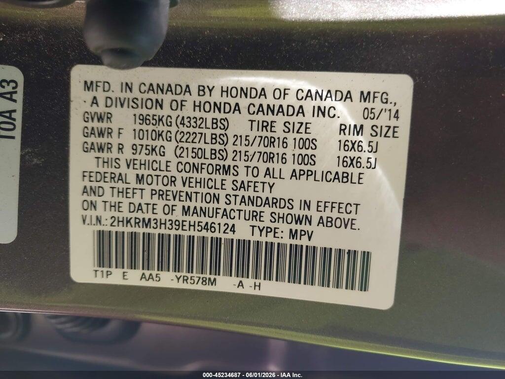 2HKRM3H39EH546124 2014 HONDA CR-V photo no. 9