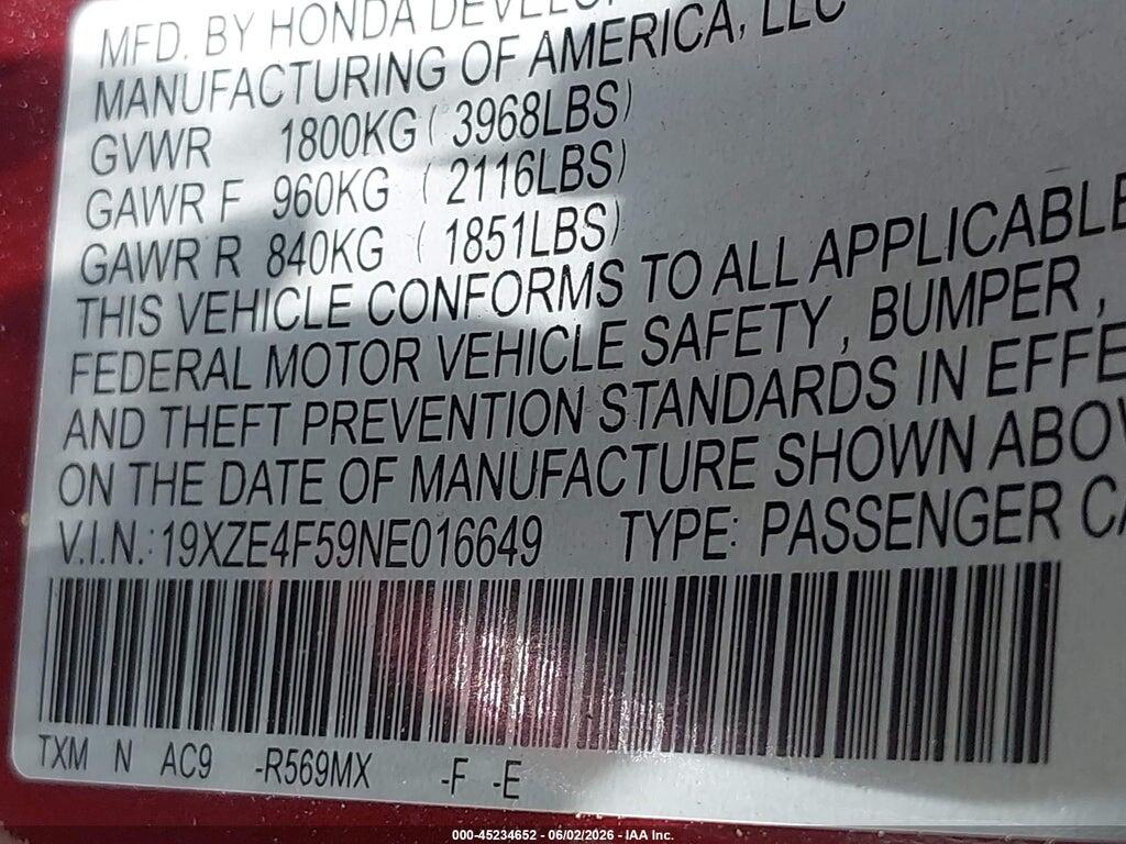 19XZE4F59NE016649 2022 HONDA INSIGHT photo no. 9