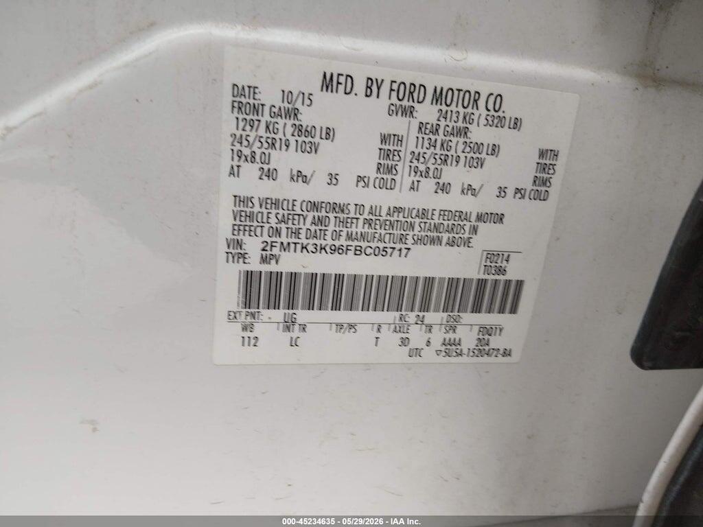 2FMTK3K96FBC05717 2015 FORD EDGE photo no. 9