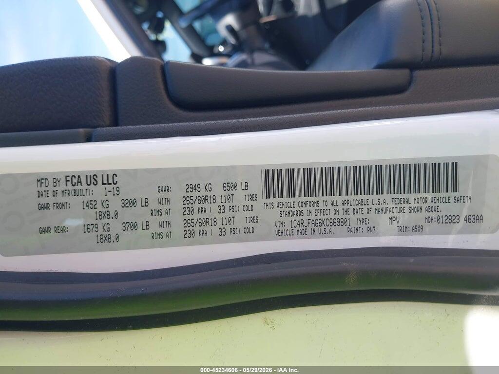 1C4RJFAG6KC669801 2019 JEEP GRAND CHEROKEE photo no. 9