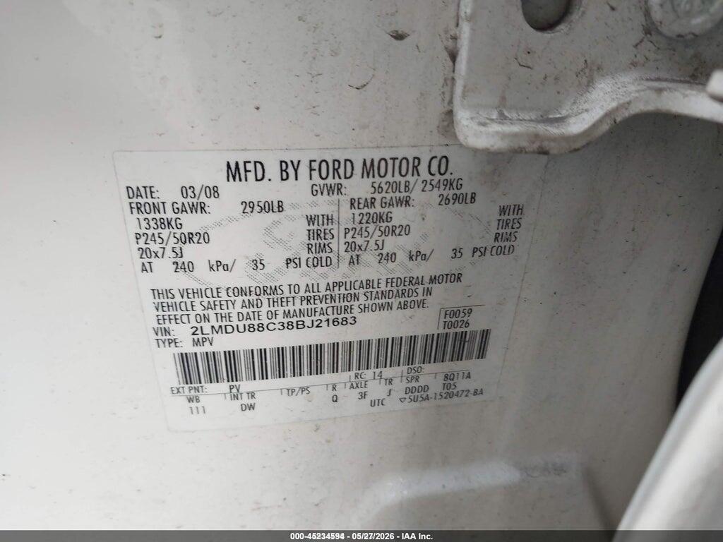 2LMDU88C38BJ21683 2008 LINCOLN MKX photo no. 9