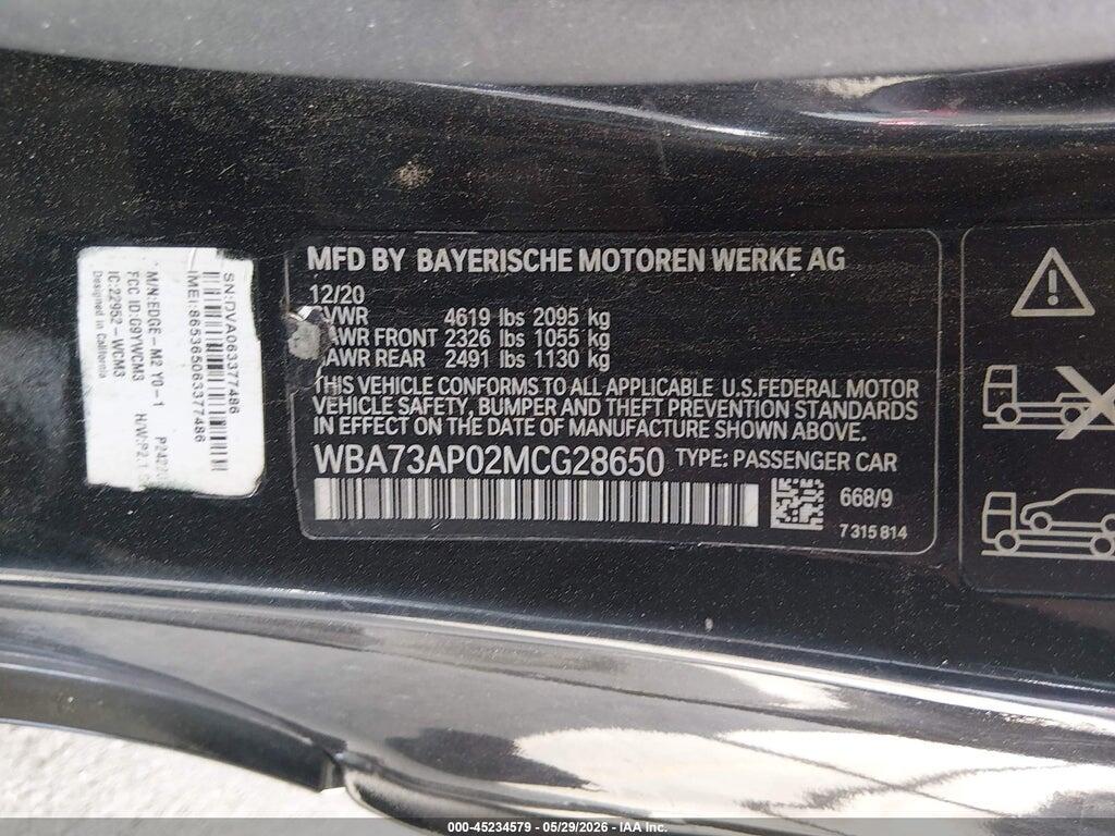 WBA73AP02MCG28650 2021 BMW 430I photo no. 9