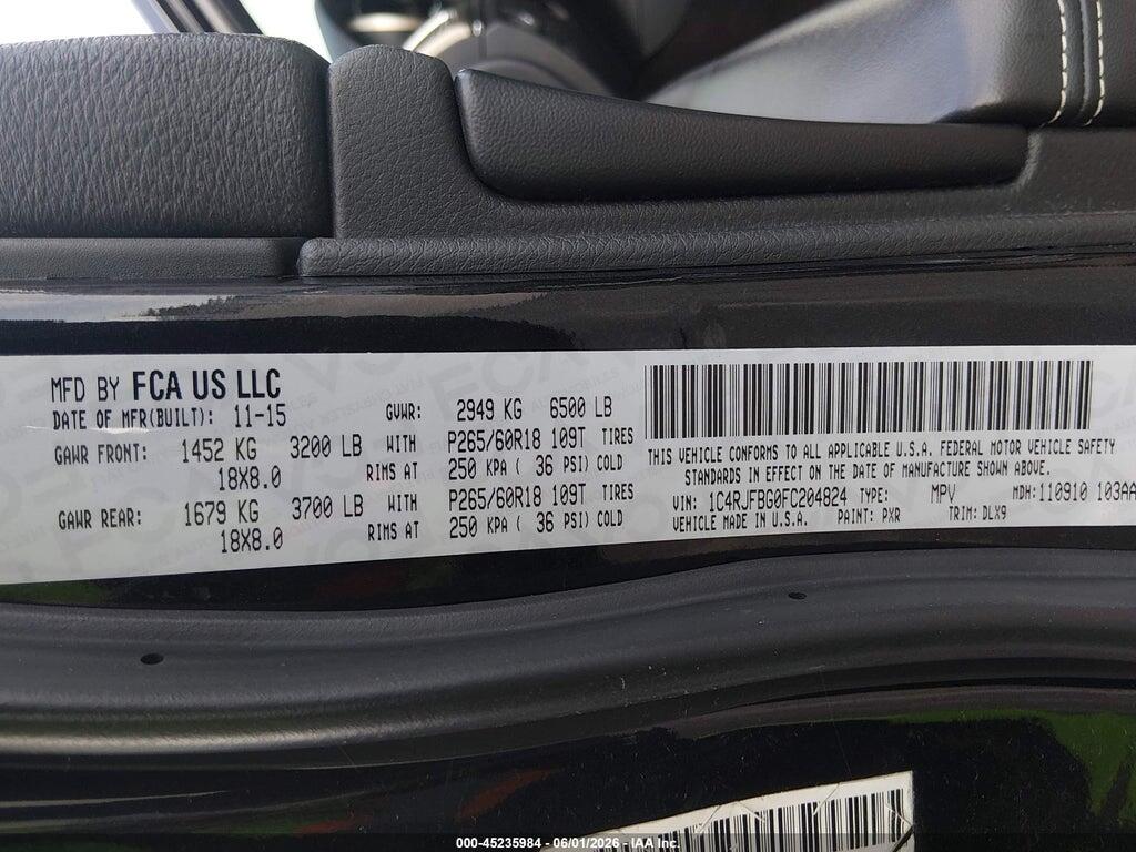 1C4RJFBG0FC204824 2015 JEEP GRAND CHEROKEE photo no. 9