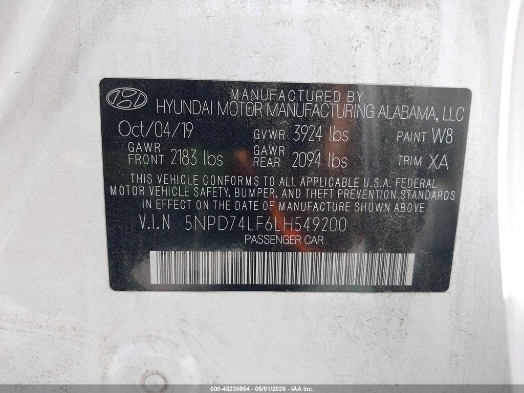 5NPD74LF6LH549200 2020 HYUNDAI ELANTRA photo no. 9
