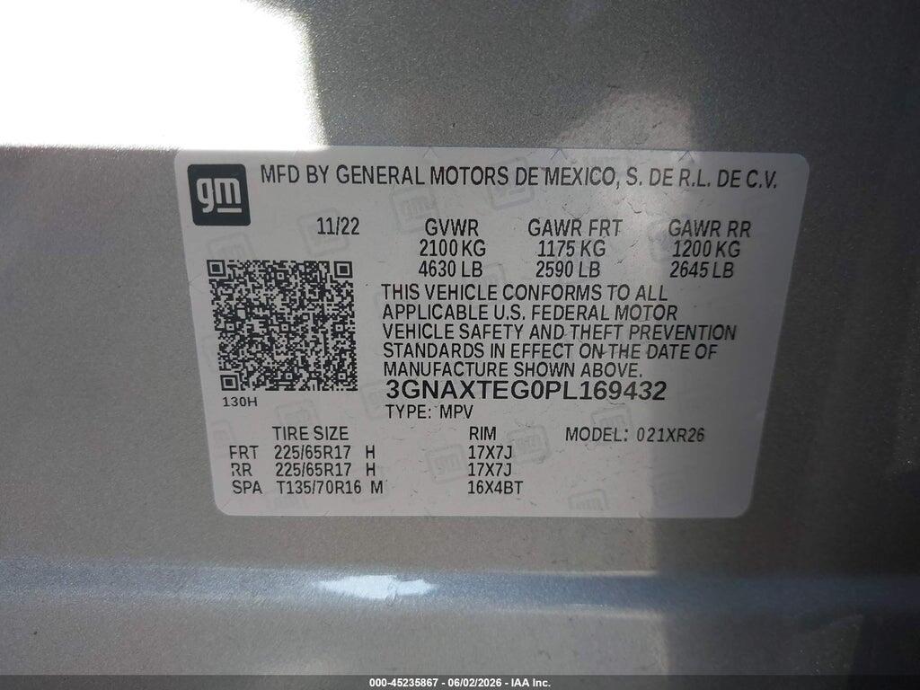 3GNAXTEG0PL169432 2023 CHEVROLET EQUINOX photo no. 9