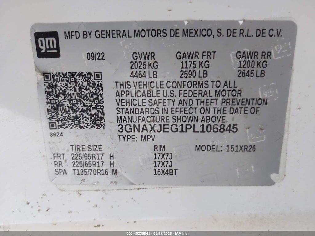 3GNAXJEG1PL106845 2023 CHEVROLET EQUINOX photo no. 9