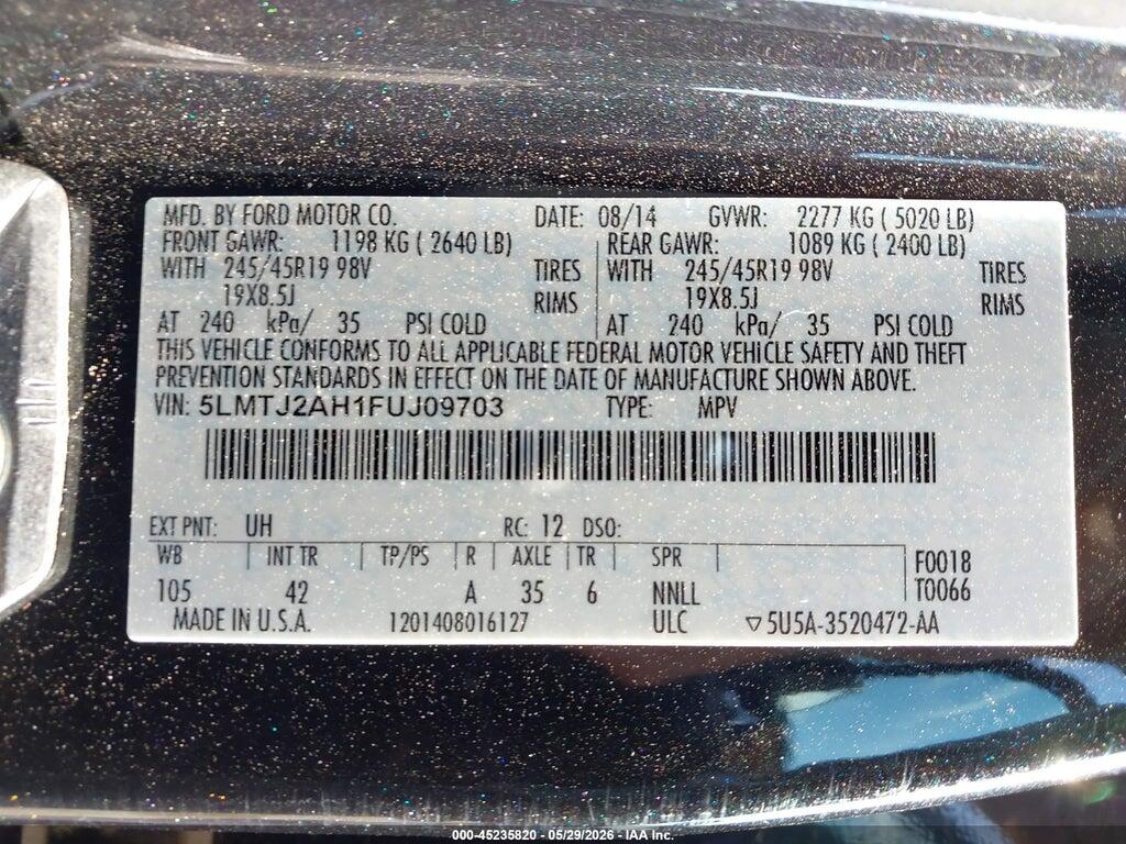 5LMTJ2AH1FUJ09703 2015 LINCOLN MKC photo no. 9
