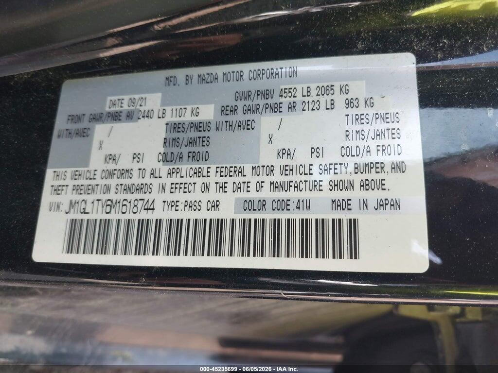 JM1GL1TY6M1618744 2021 MAZDA MAZDA6 photo no. 9