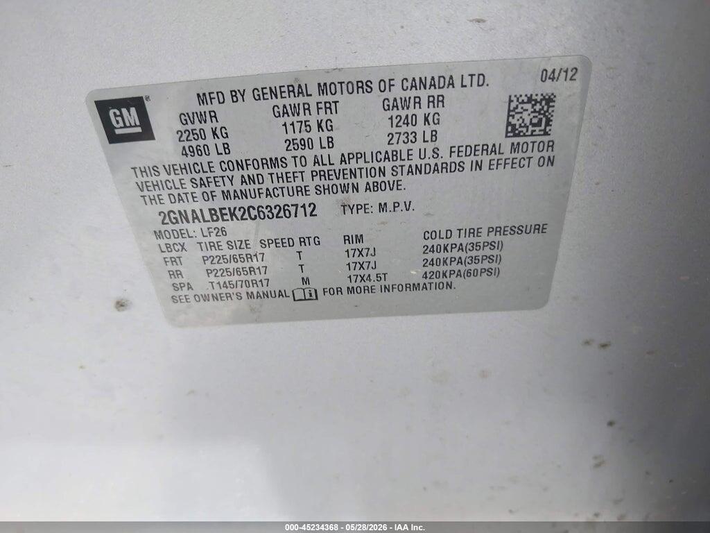 2GNALBEK2C6326712 2012 CHEVROLET EQUINOX photo no. 9