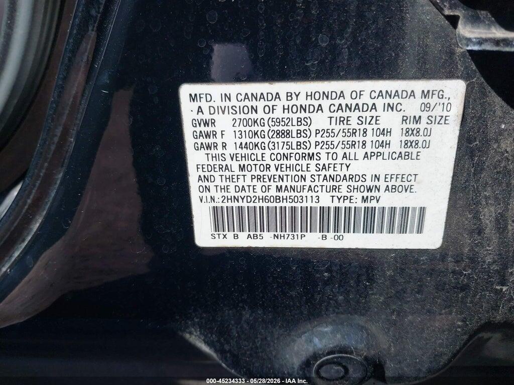 2HNYD2H60BH503113 2011 ACURA MDX photo no. 9