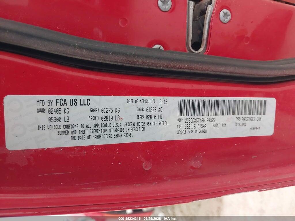 2C3CDXCT4GH104520 2016 DODGE CHARGER photo no. 9
