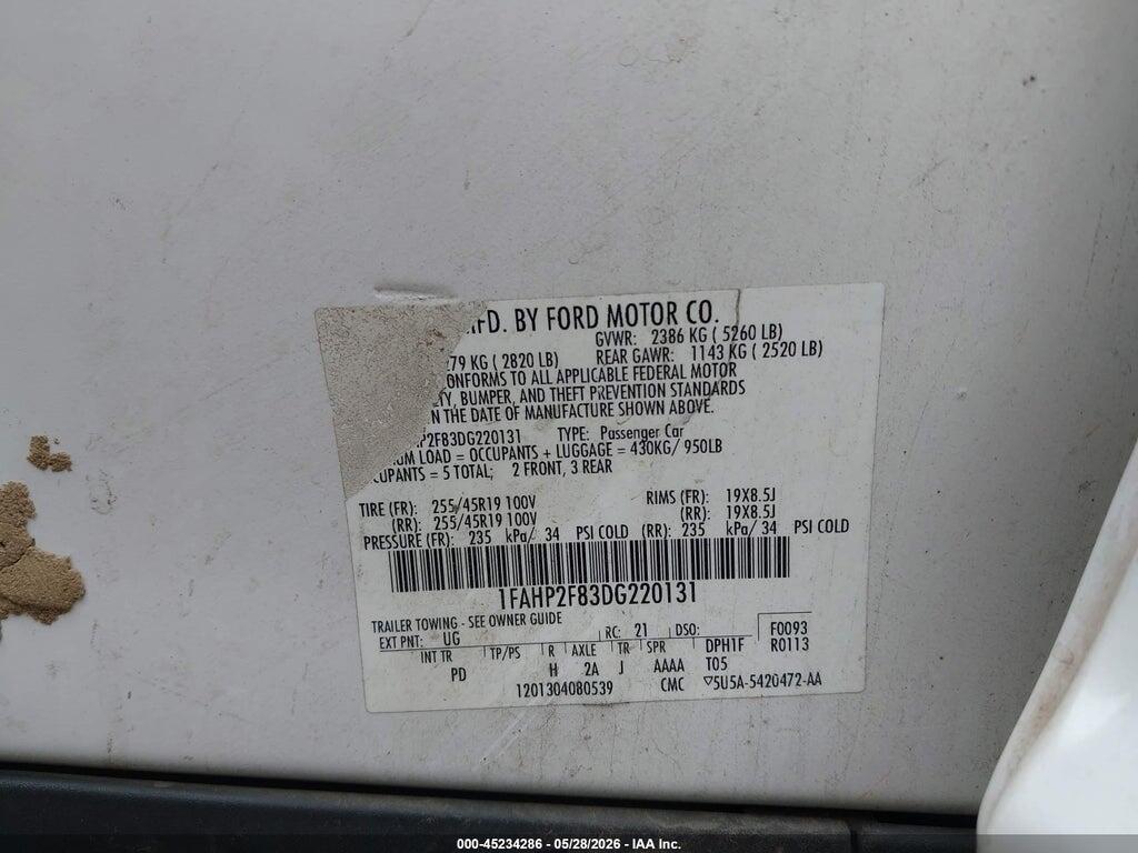 1FAHP2F83DG220131 2013 FORD TAURUS photo no. 9