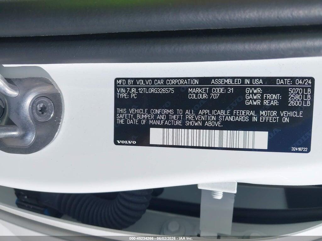 7JRL12TL0RG326575 2024 VOLVO S60 photo no. 9