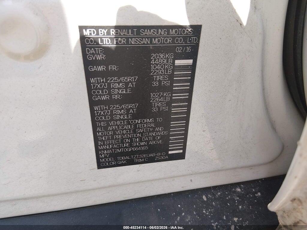 KNMAT2MT0GP664165 2016 NISSAN ROGUE photo no. 9