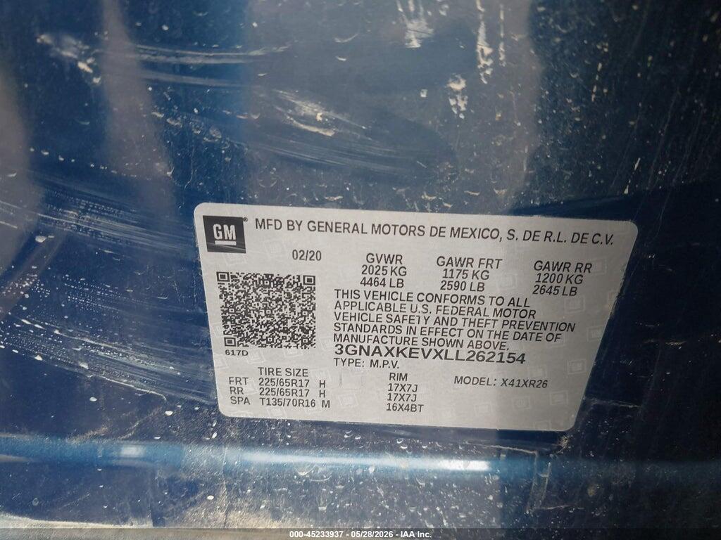 3GNAXKEVXLL262154 2020 CHEVROLET EQUINOX photo no. 9
