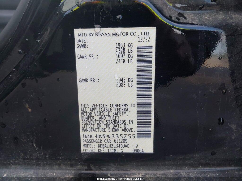 1N4BL4DV5PN335755 2023 NISSAN ALTIMA photo no. 9
