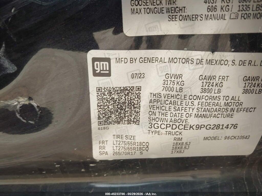 3GCPDCEK9PG281476 2023 CHEVROLET SILVERADO 1500 photo no. 9