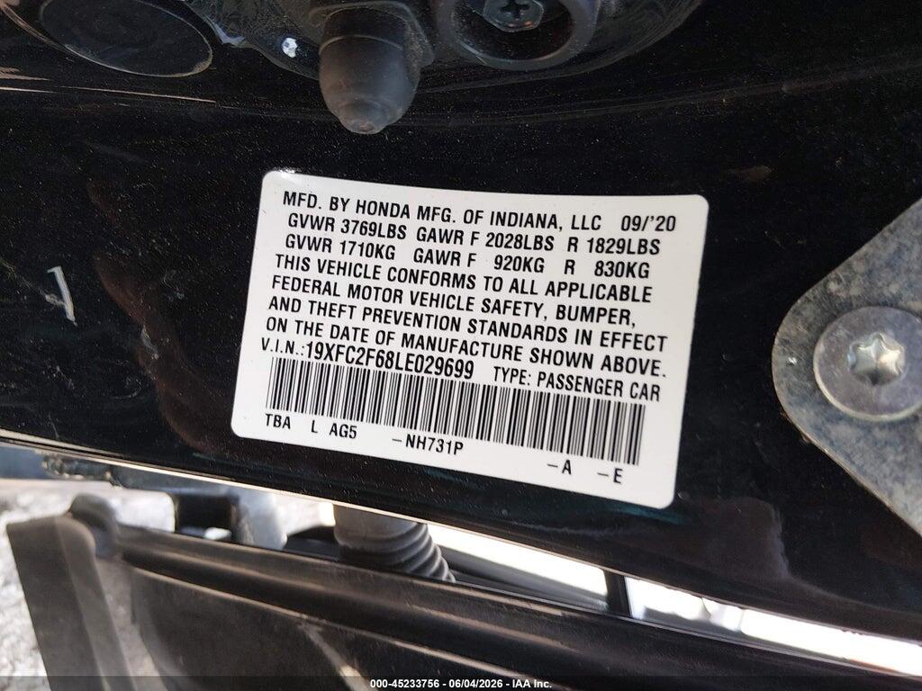 19XFC2F68LE029699 2020 HONDA CIVIC photo no. 9