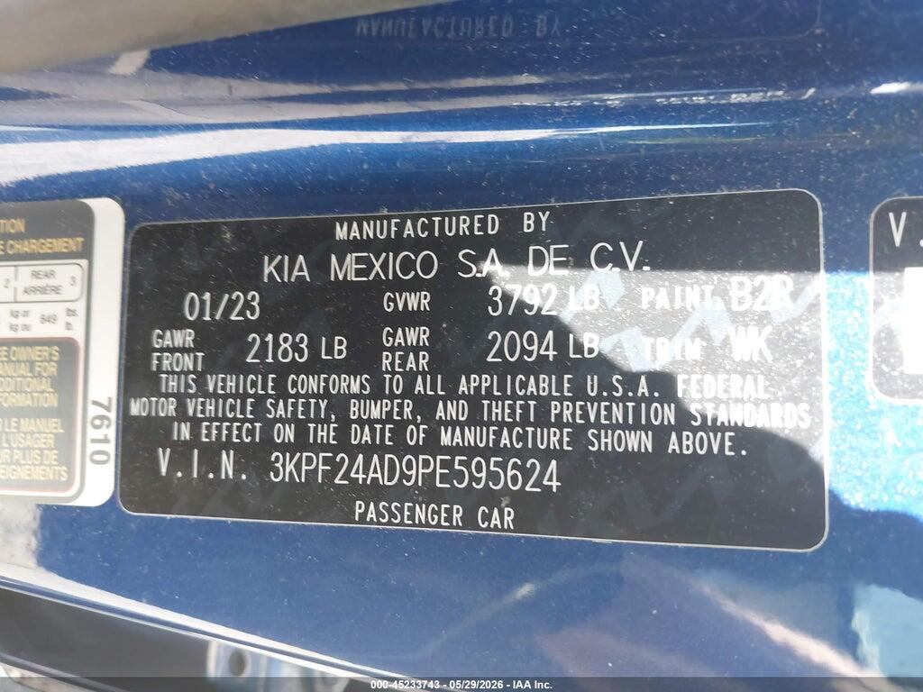 3KPF24AD9PE595624 2023 KIA FORTE photo no. 9
