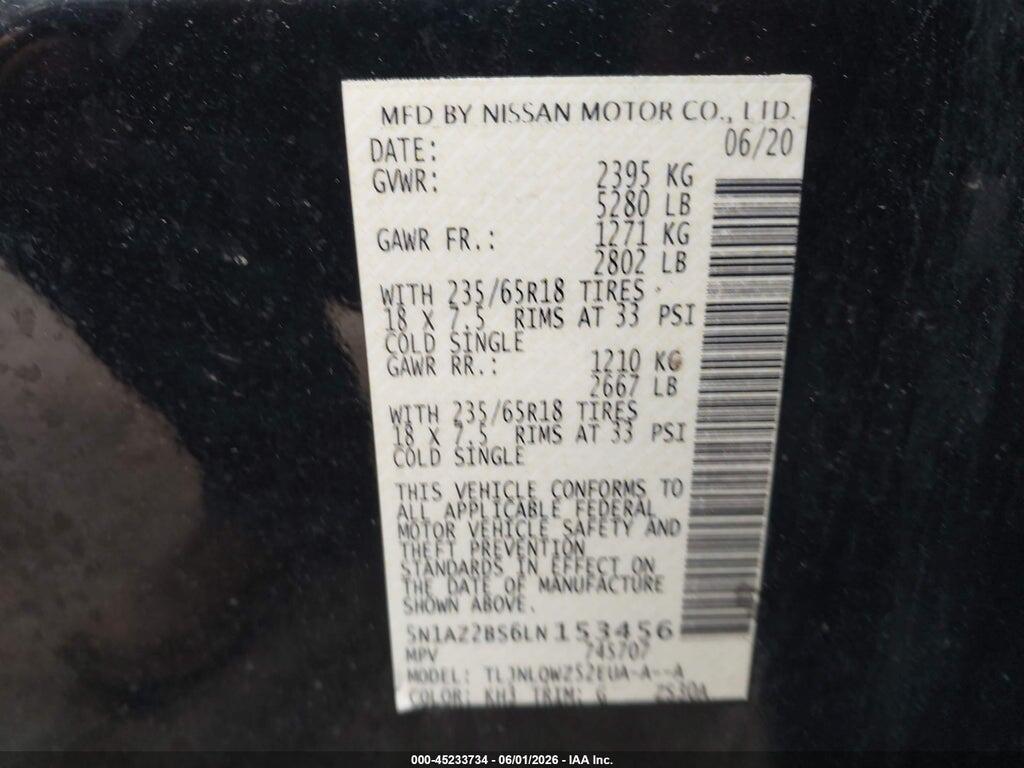 5N1AZ2BS6LN153456 2020 NISSAN MURANO photo no. 9