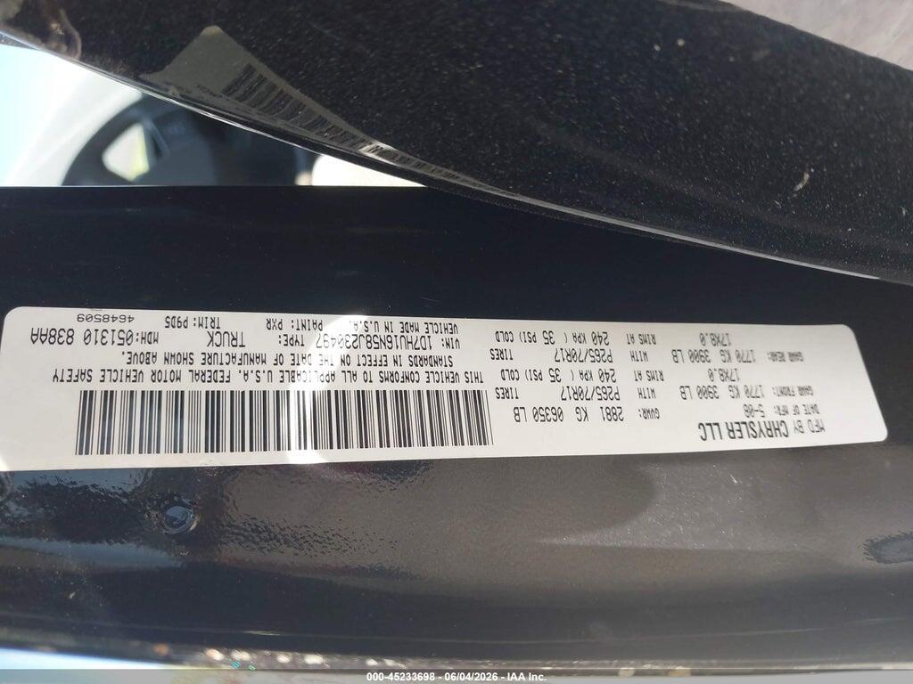 1D7HU16N58J230497 2008 DODGE RAM 1500 photo no. 9