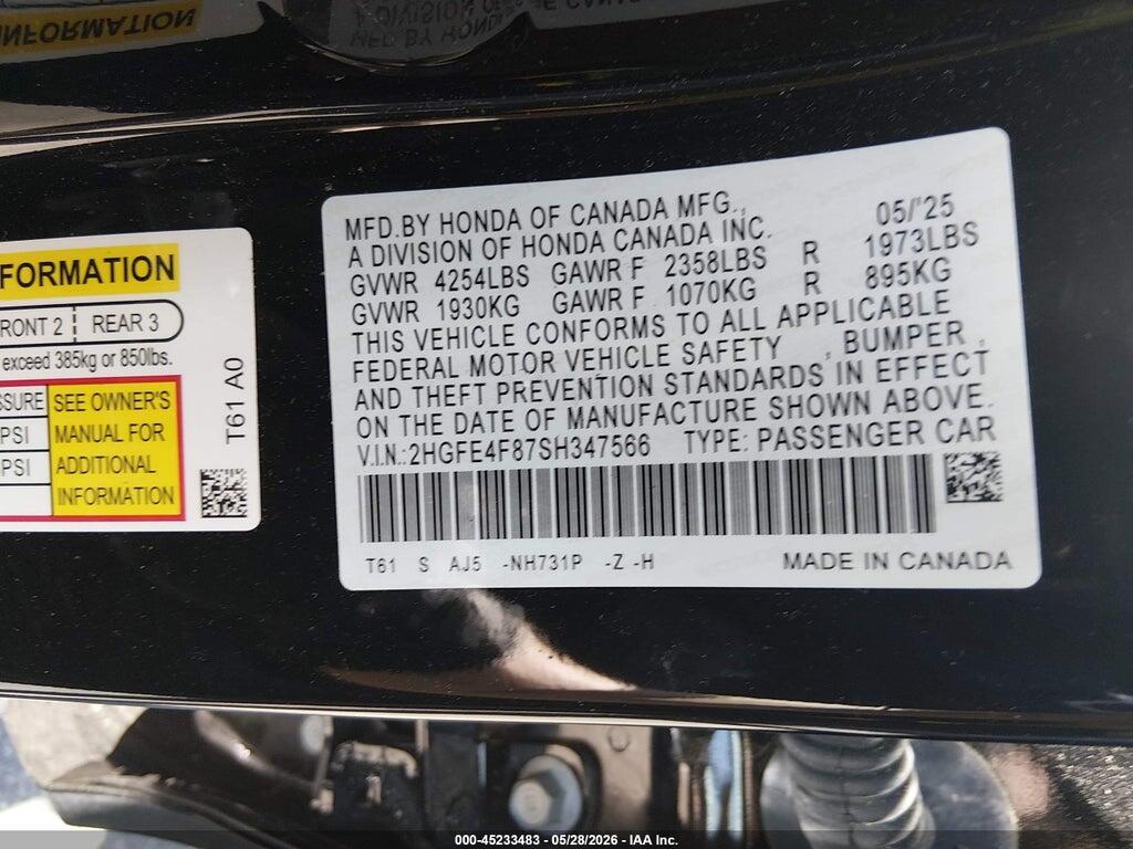 2HGFE4F87SH347566 2025 HONDA CIVIC HYBRID photo no. 9