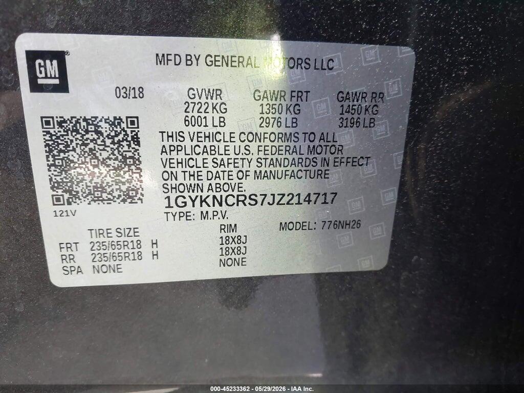 1GYKNCRS7JZ214717 2018 CADILLAC XT5 photo no. 9
